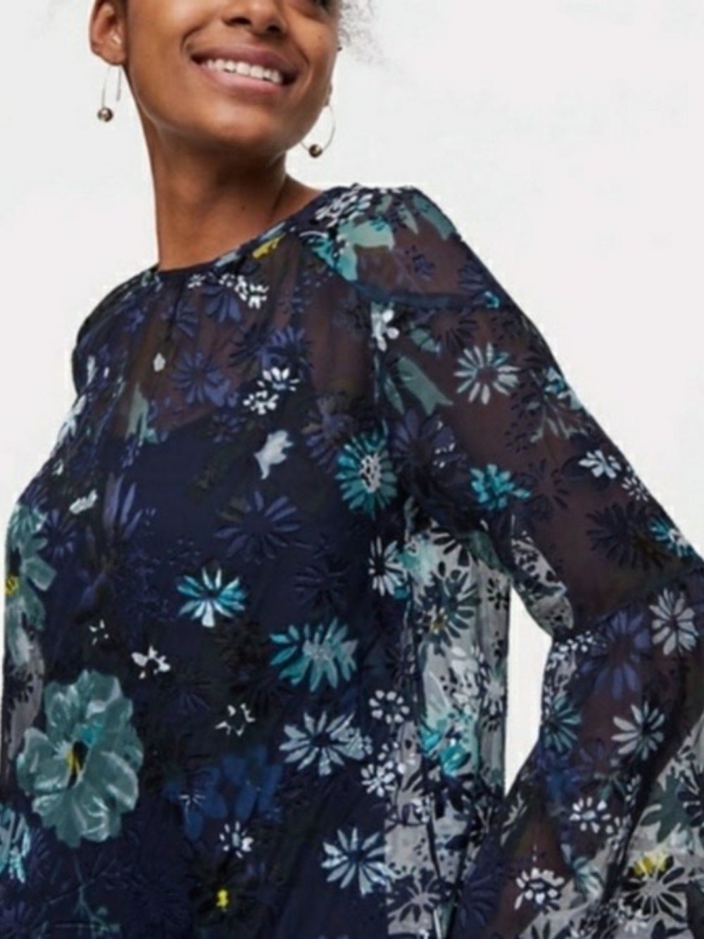 LOFT Floral Sheer Blouse